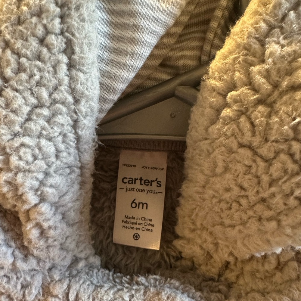 Carter's Soft Gray Sherpa Baby Footie - Picture 3 of 4
